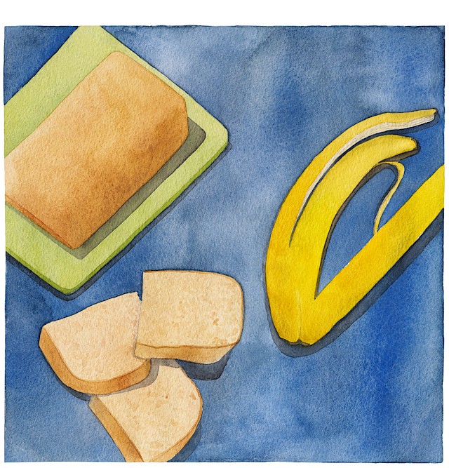 Recette de Alessandra Montagne : Le gâteau aux peaux de bananes